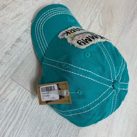 Mommy Shark Baseball Cap Hat Aqua New - Picture 4 of 6